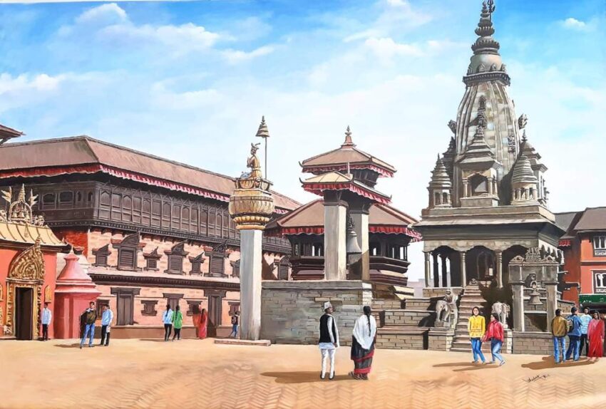 Bhaktapur-durbar-square-painting