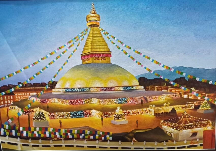 Boudhanath Stupa painting on cotton canvas