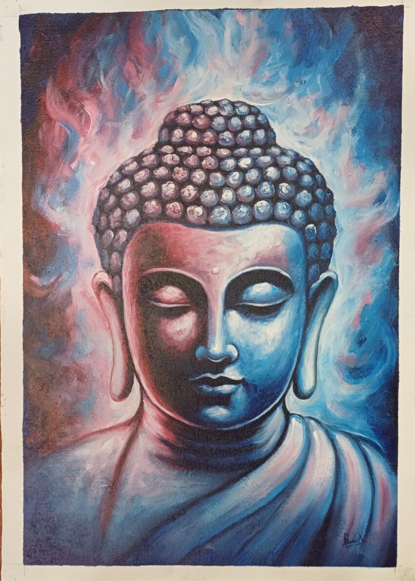 Buddha face painting on canvas