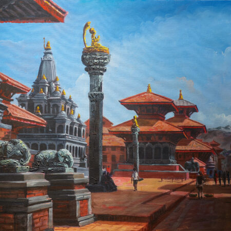 Patan Durbar Sqaure Painting on Cotton Canvas