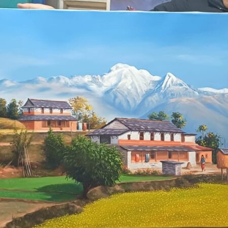 Mt.-Annapurna-and-fishtail-with-ghandruk-village-painting