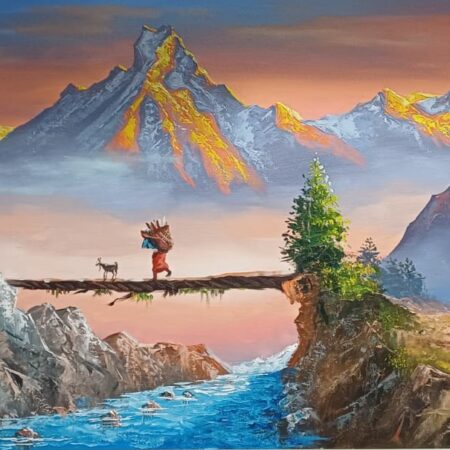 Mt Fishatail sunrise paitinting on cotton canvas