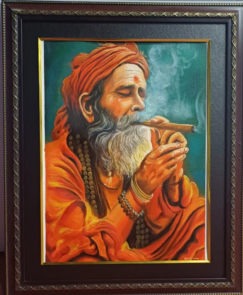 Baba jee painting on canvas.