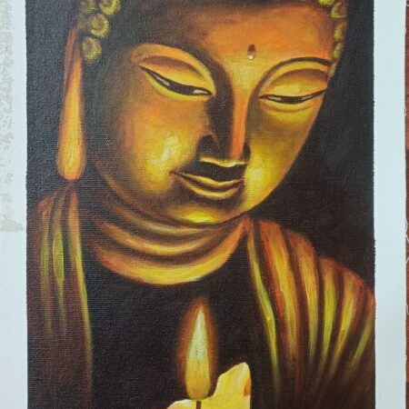 Buddha face painting on cotton canvas