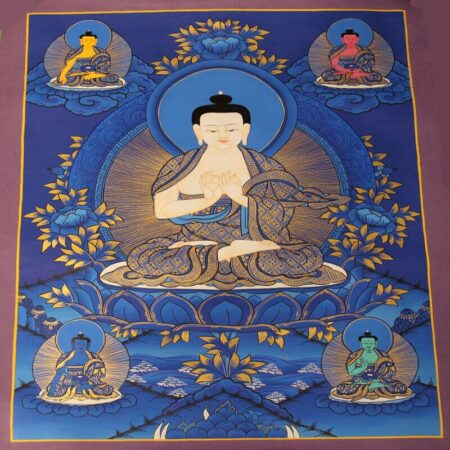 Blue Bless Buddha Thangka Painting